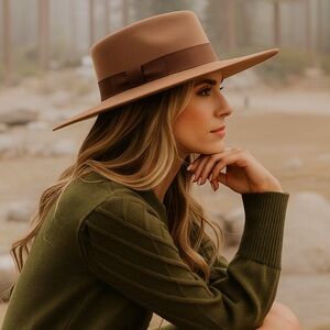 Wool Felt Floppy Hat Brown